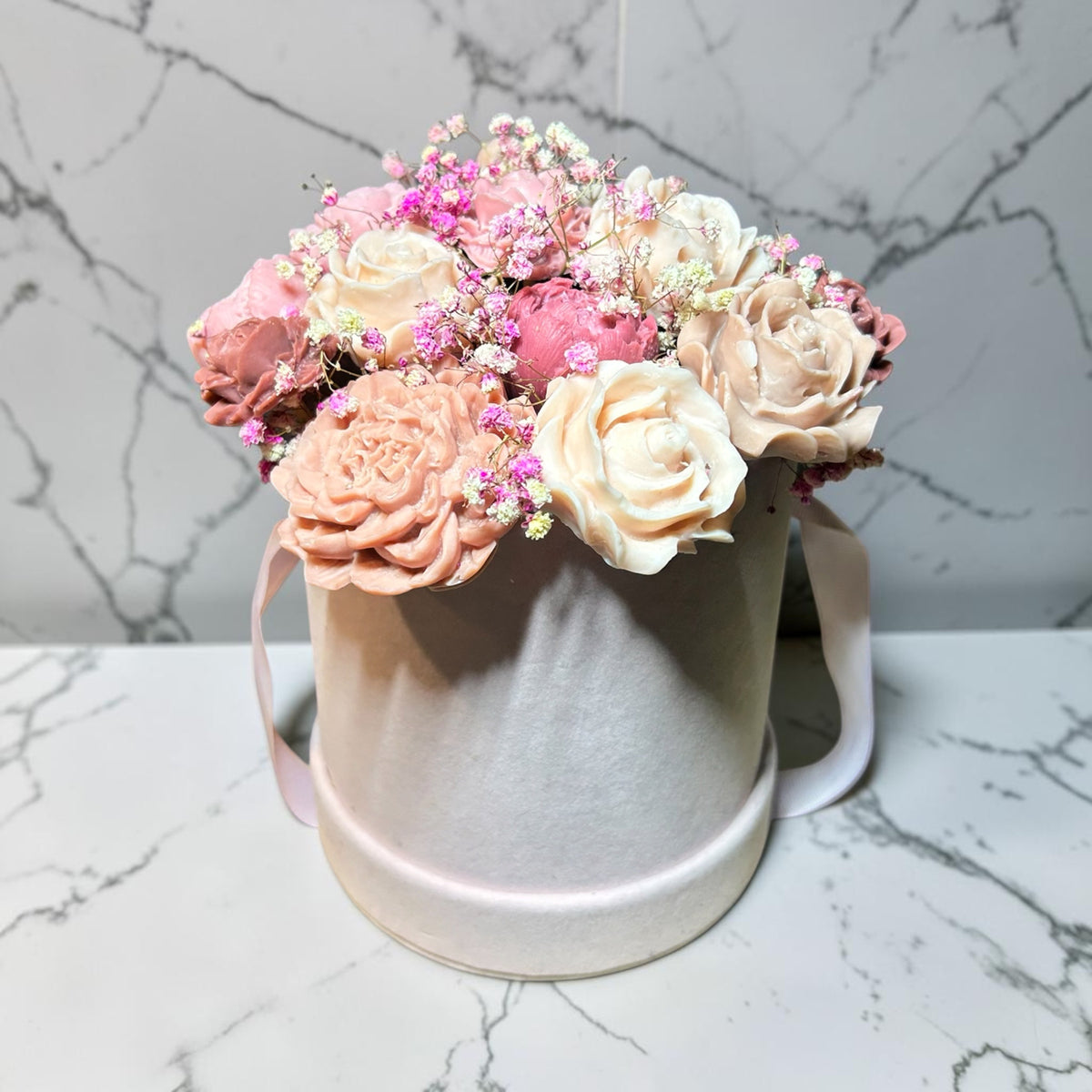 Wieczny Bukiet | Średni Flower Box | Z wosku sojowego