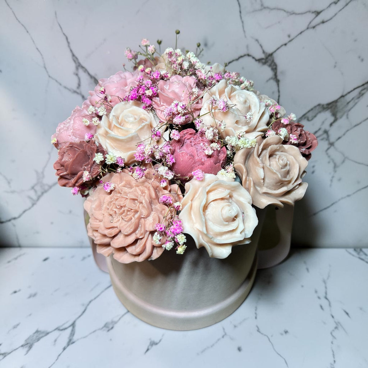 Wieczny Bukiet | Średni Flower Box | Z wosku sojowego